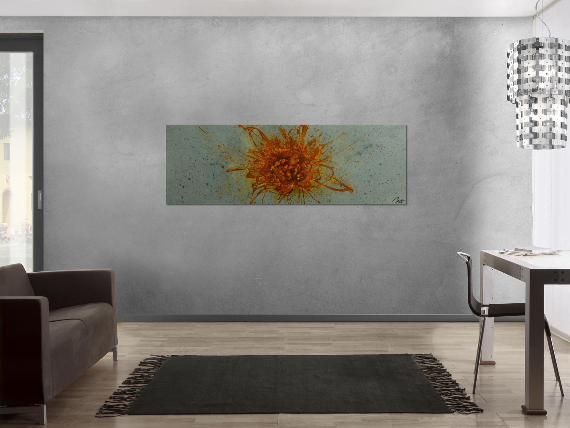 Gemälde Original abstrakt 60x180cm aus echtem Rost Moderne Kunst handgefertigt anthrazit braun orange grau Unikat