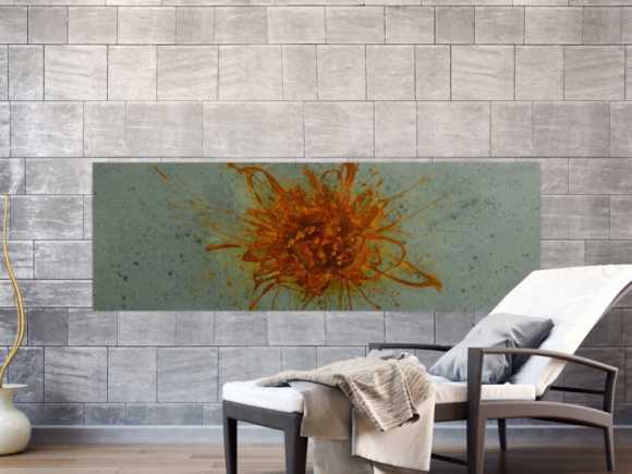 Gemälde Original abstrakt 60x180cm aus echtem Rost Moderne Kunst handgefertigt anthrazit braun orange grau Unikat