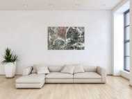 Original Gemälde abstrakt 75x120cm Action Painting Moderne Kunst auf Leinwand anthrazit grau rosa weiß Einzelstück