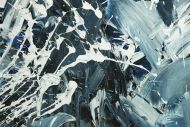 Detailaufnahme Abstraktes Original Gemälde 100x160cm Action Painting Modern Art handgefertigt  anthrazit schwarz weiß Einzelstück