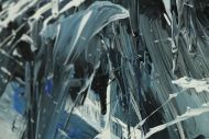 Detailaufnahme Abstraktes Original Gemälde 100x160cm Action Painting Modern Art handgefertigt  anthrazit schwarz weiß Einzelstück