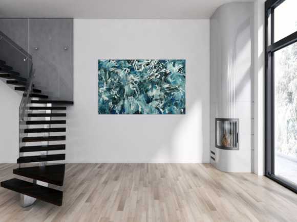 Abstraktes Original Gemälde 100x160cm Action Painting Modern Art handgefertigt  anthrazit schwarz weiß Einzelstück