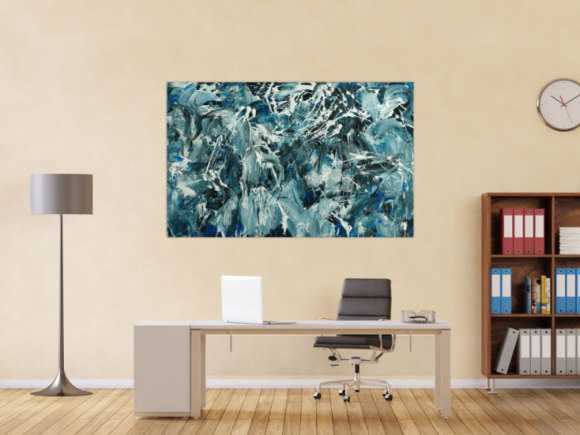 Abstraktes Original Gemälde 100x160cm Action Painting Modern Art handgefertigt  anthrazit schwarz weiß Einzelstück