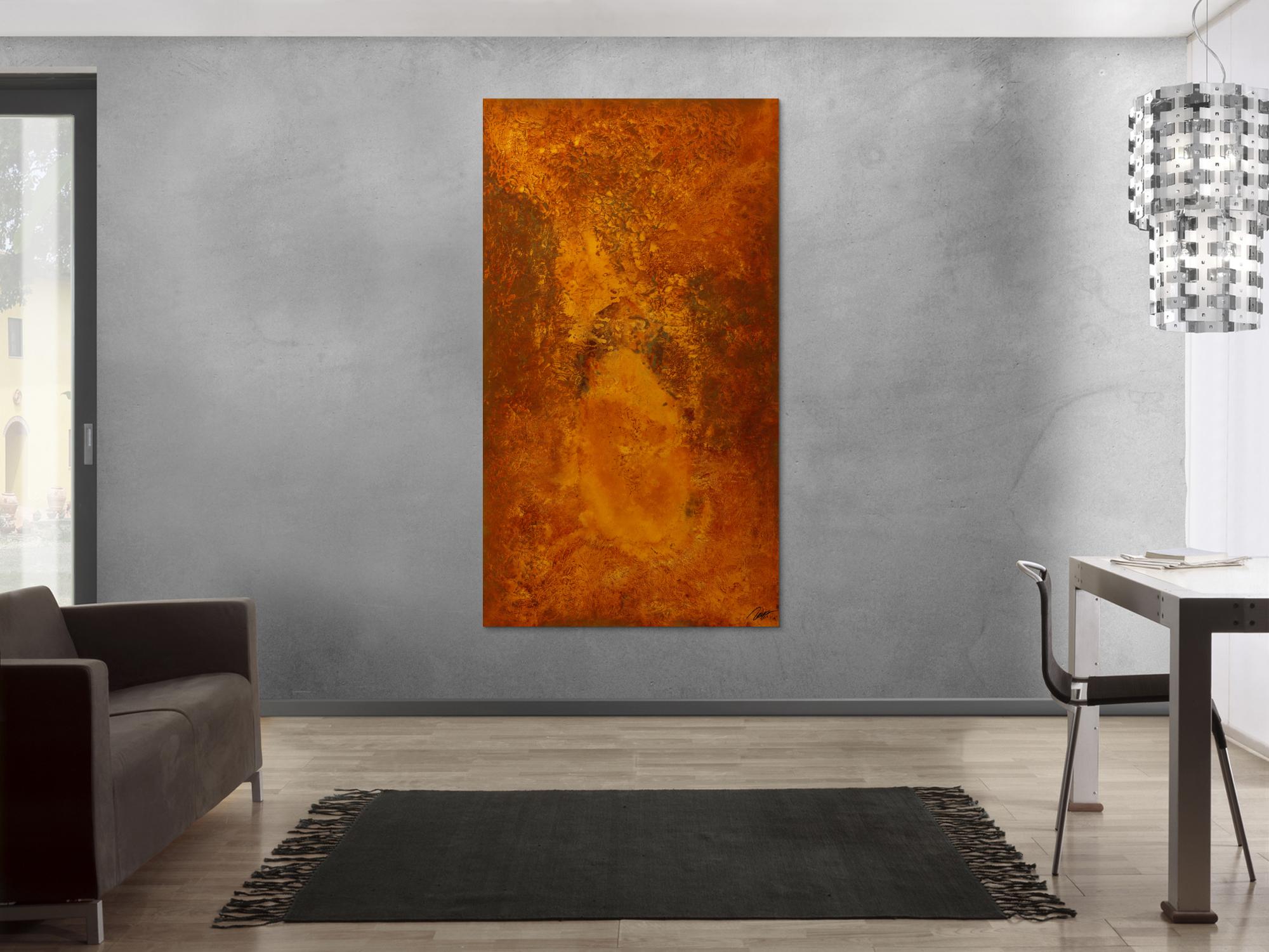 Original Gemälde abstrakt 180x100cm Aus echtem Rost Moderne Kunst auf Leinwand  braun rot einzigartig