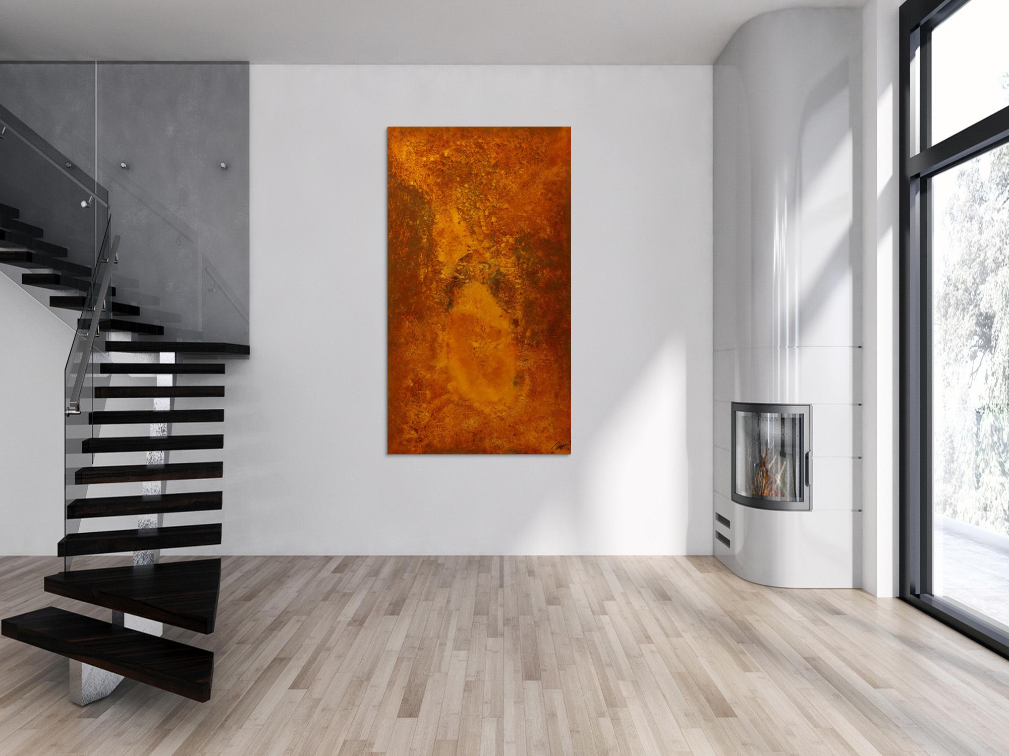 Original Gemälde abstrakt 180x100cm Aus echtem Rost Moderne Kunst auf Leinwand  braun rot einzigartig