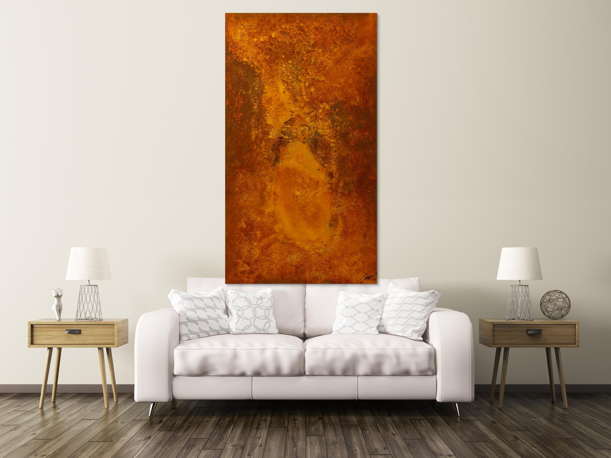 Original Gemälde abstrakt 180x100cm Aus echtem Rost Moderne Kunst auf Leinwand  braun rot einzigartig