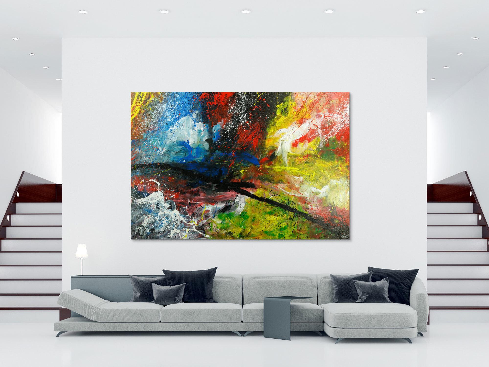 Gemälde Original abstrakt 200x300cm Action Painting expressionistisch handgefertigt sehr bunt Unikat einzigartig