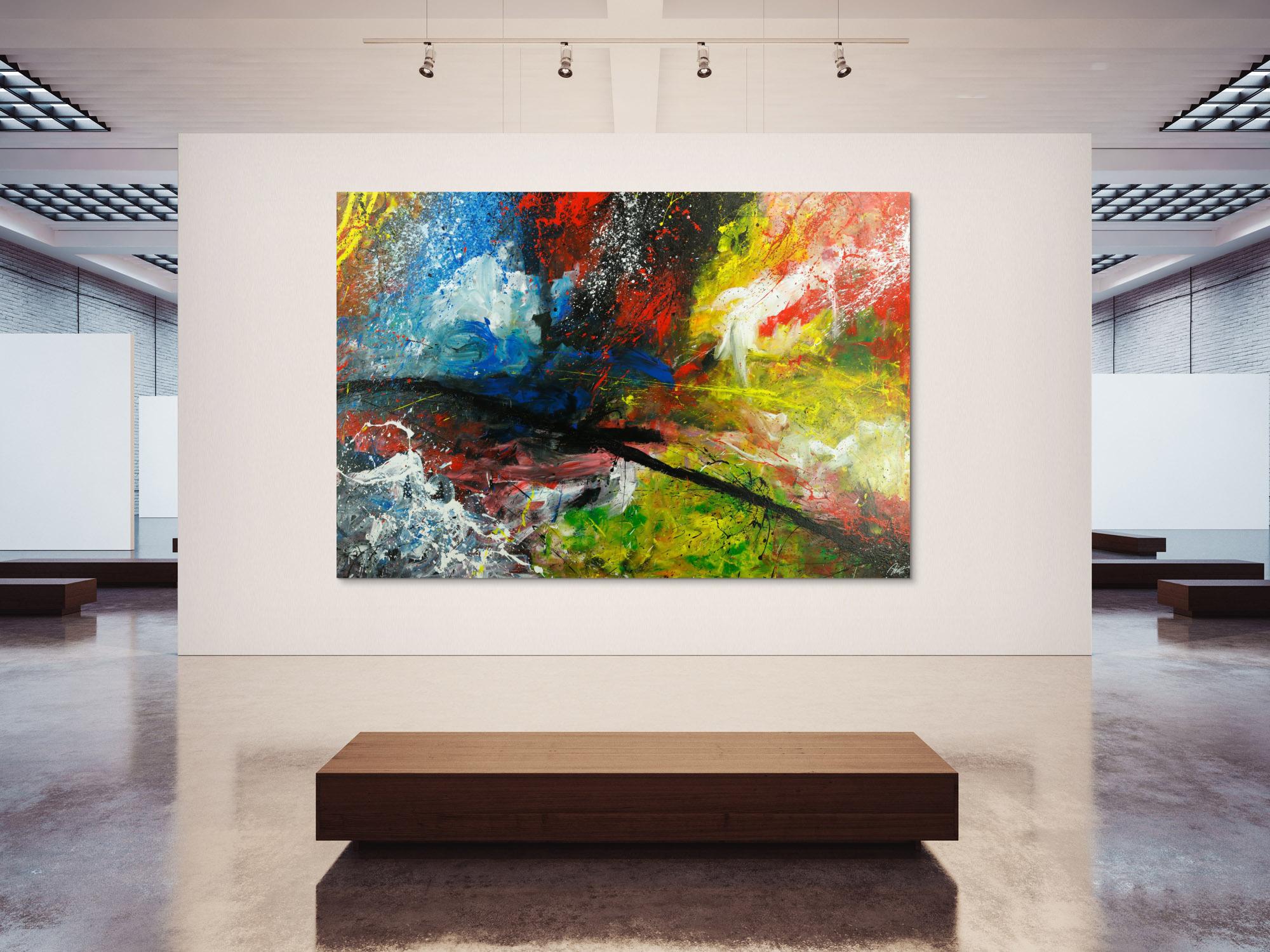 Gemälde Original abstrakt 200x300cm Action Painting expressionistisch handgefertigt sehr bunt Unikat einzigartig