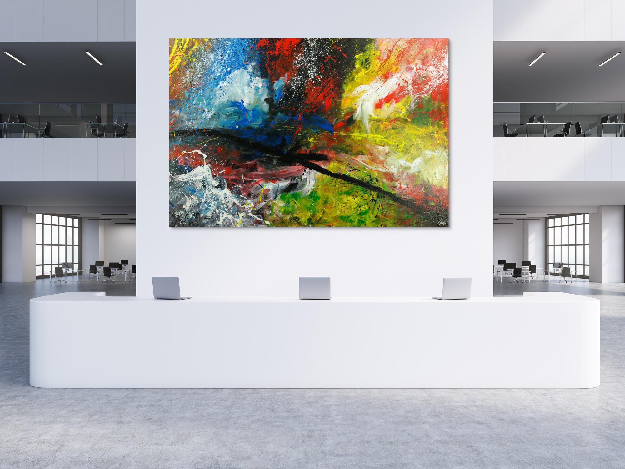 Gemälde Original abstrakt 200x300cm Action Painting expressionistisch handgefertigt sehr bunt Unikat einzigartig