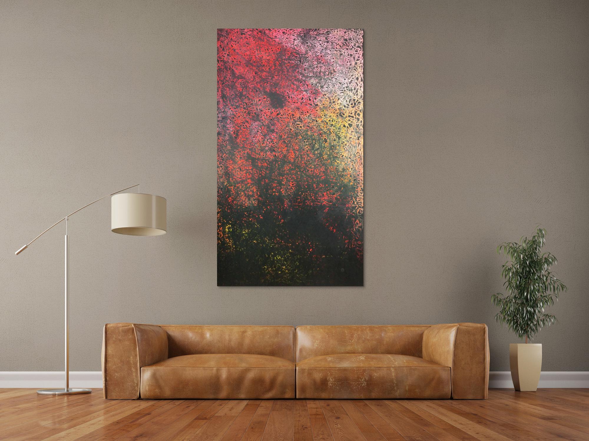 Abstraktes Acrylbild modern dunkle Farben schwarz rot