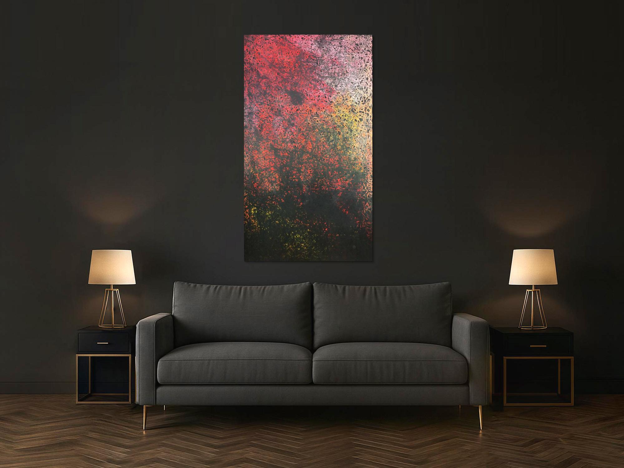 Abstraktes Acrylbild modern dunkle Farben schwarz rot