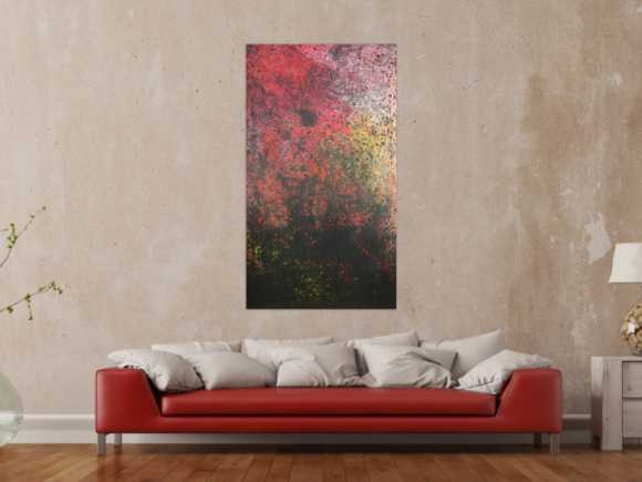 Abstraktes Acrylbild modern dunkle Farben schwarz rot