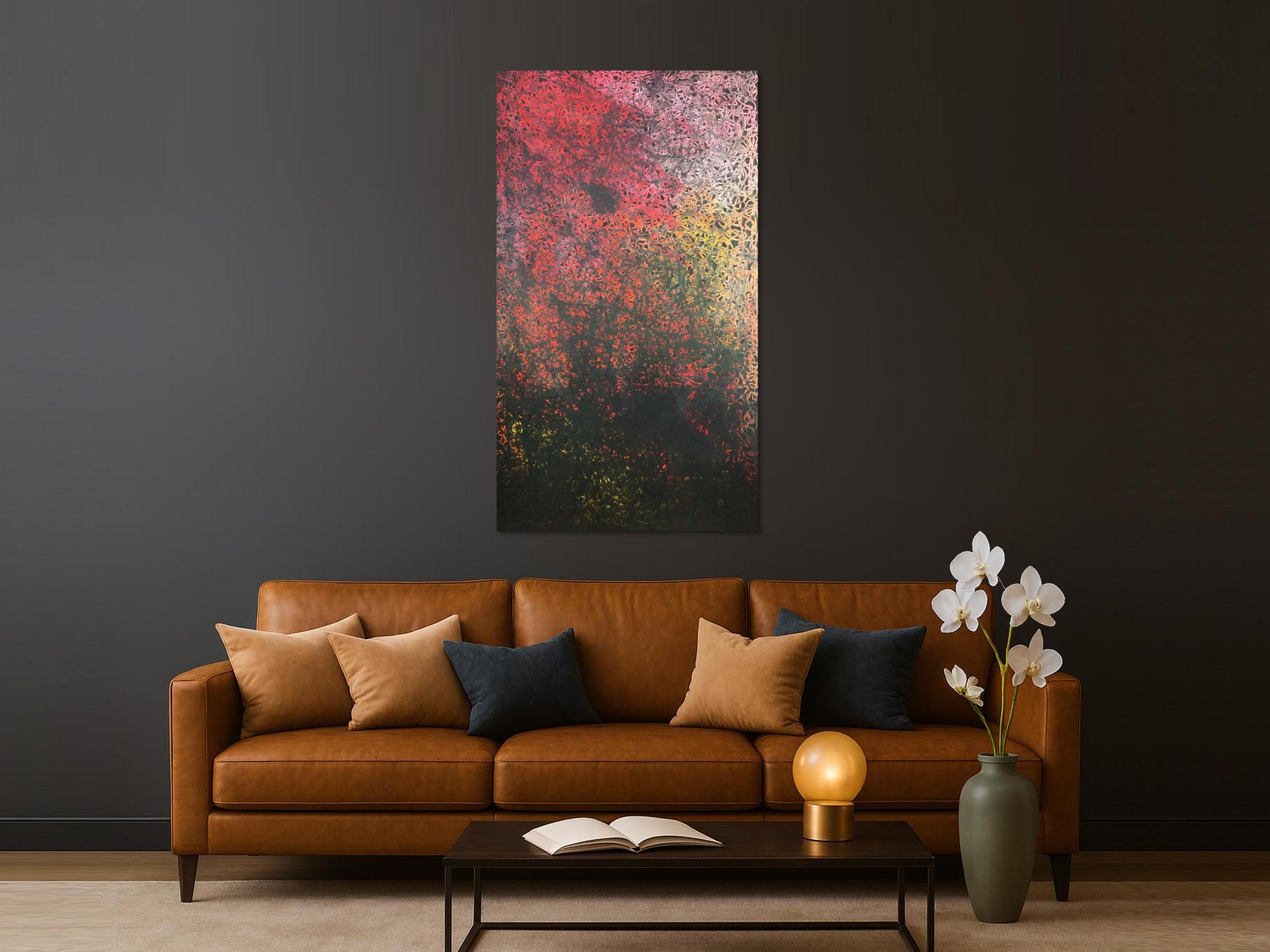 Abstraktes Acrylbild modern dunkle Farben schwarz rot