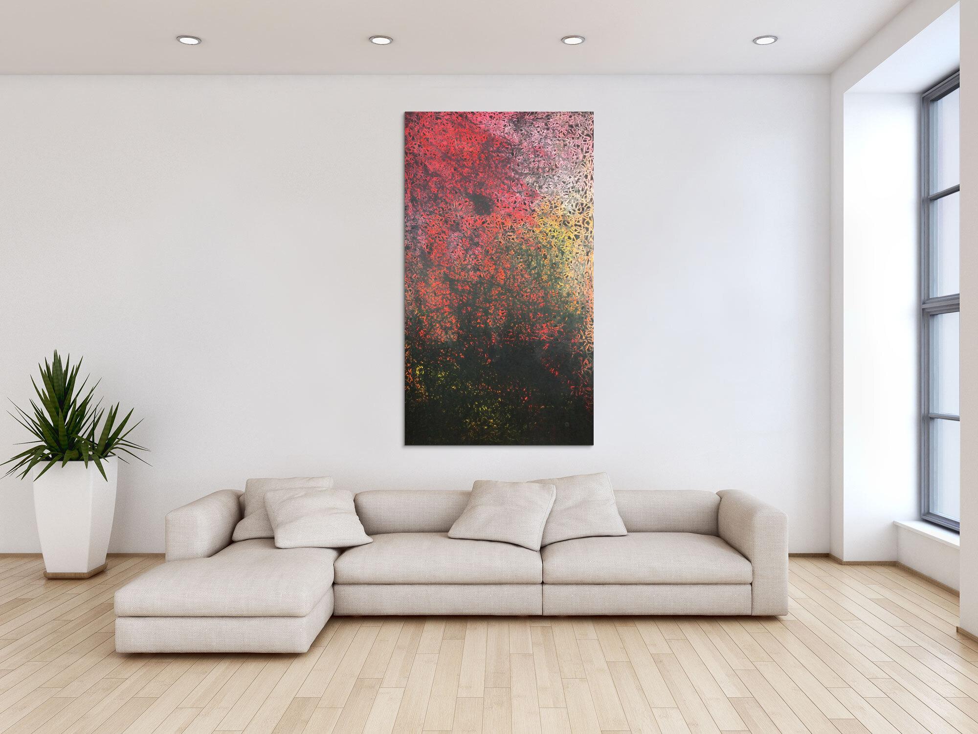 Abstraktes Acrylbild modern dunkle Farben schwarz rot