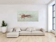 Gemälde Original abstrakt 80x160cm Action Painting Moderne Kunst auf Leinwand grau rot weis Einzelstück
