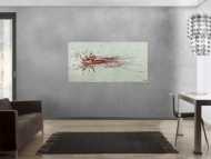 Gemälde Original abstrakt 80x160cm Action Painting Moderne Kunst auf Leinwand grau rot weis Einzelstück