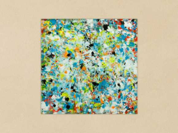 Abstraktes Original Gemälde 50x50cm Mischtechnik Moderne Kunst auf Leinwand sehr bunt türkis Einzelstück