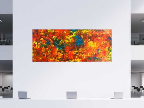 Original Gemälde abstrakt 100x250cm  Modern Art handgemalt  rot gelb blau hochwertig