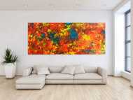 Original Gemälde abstrakt 100x250cm  Modern Art handgemalt  rot gelb blau hochwertig