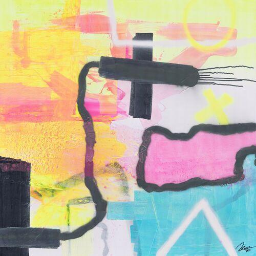 Gemälde Original abstrakt 150x150cm Mischtechnik zeitgenössisch auf Leinwand  weiß beige gelb einzigartig