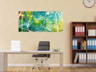 Original Gemälde abstrakt 60x130cm Action Painting expressionistisch auf Leinwand  grün türkis weiß hochwertig