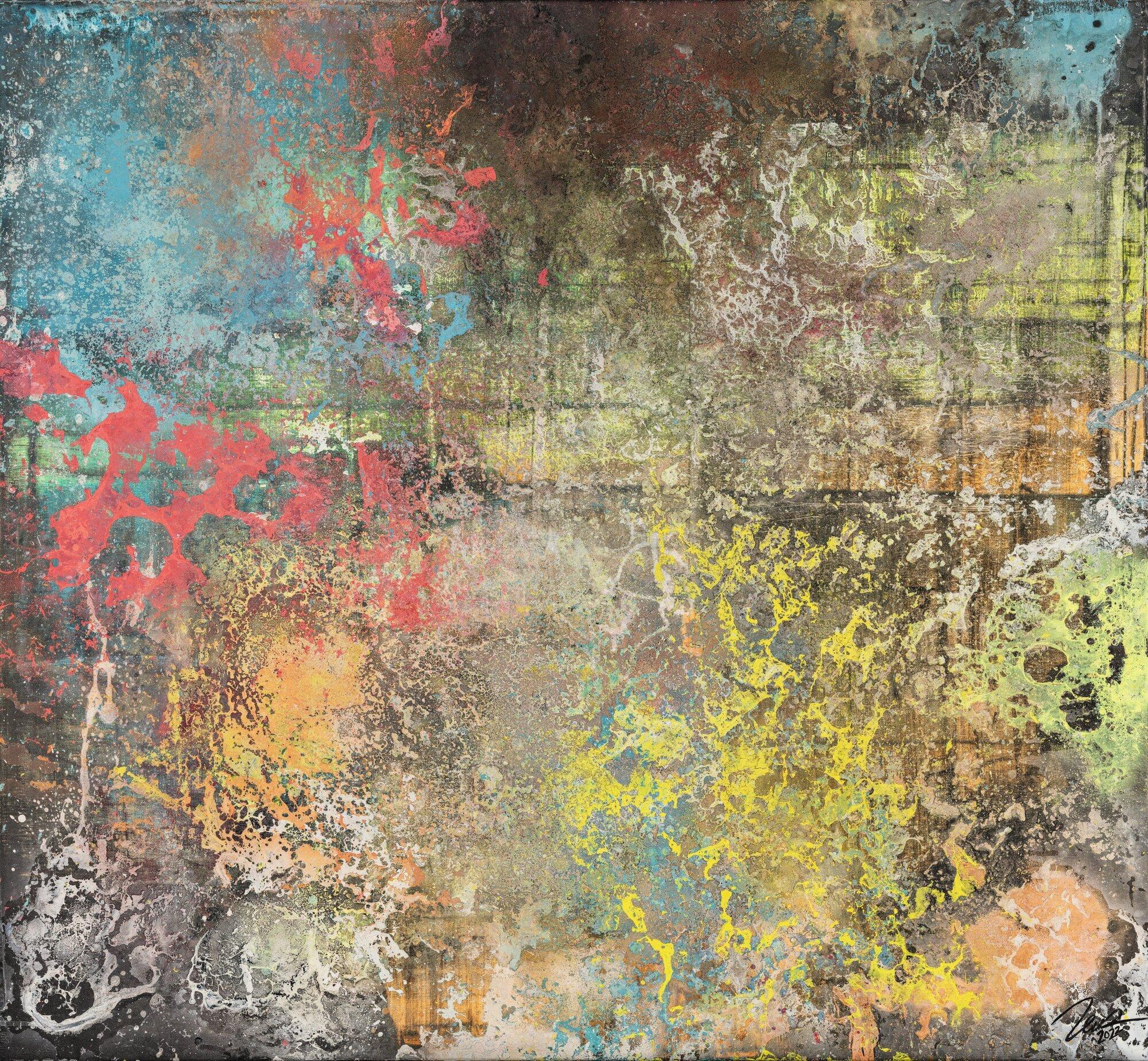Gemälde Original abstrakt 120x130cm Mischtechnik zeitgenössisch auf Leinwand braun orange beige Unikat