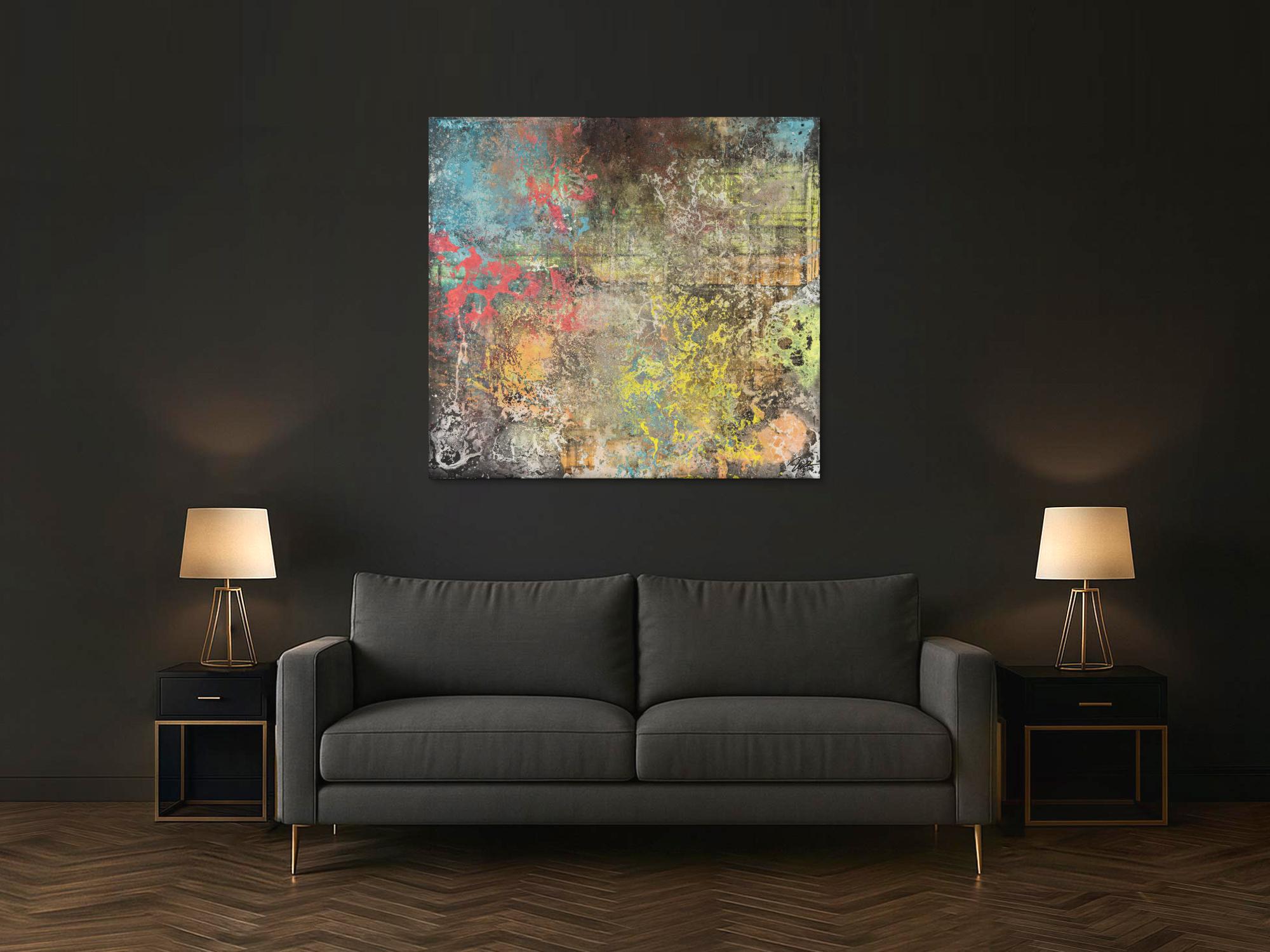 Gemälde Original abstrakt 120x130cm Mischtechnik zeitgenössisch auf Leinwand  braun orange beige Unikat