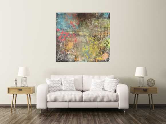 Gemälde Original abstrakt 120x130cm Mischtechnik zeitgenössisch auf Leinwand  braun orange beige Unikat
