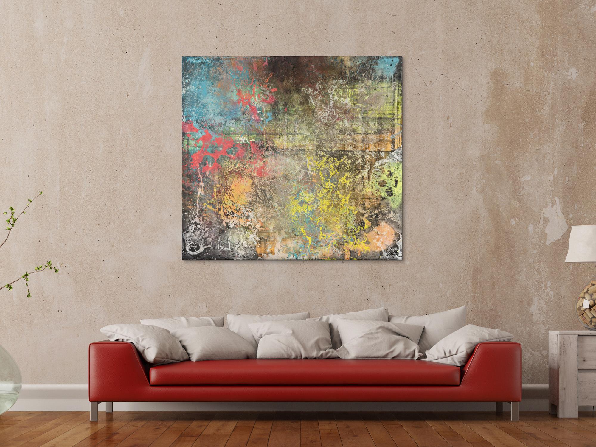 Gemälde Original abstrakt 120x130cm Mischtechnik zeitgenössisch auf Leinwand  braun orange beige Unikat