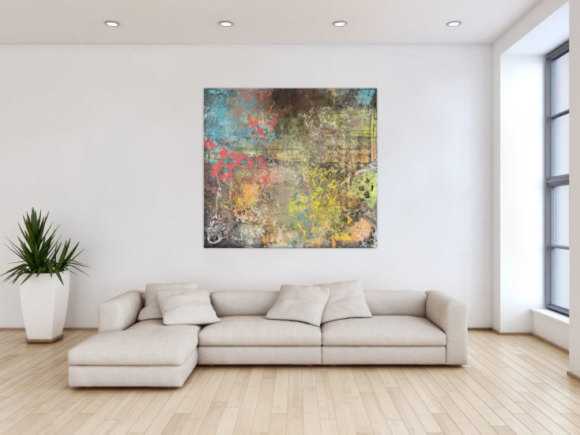 Gemälde Original abstrakt 120x130cm Mischtechnik zeitgenössisch auf Leinwand  braun orange beige Unikat