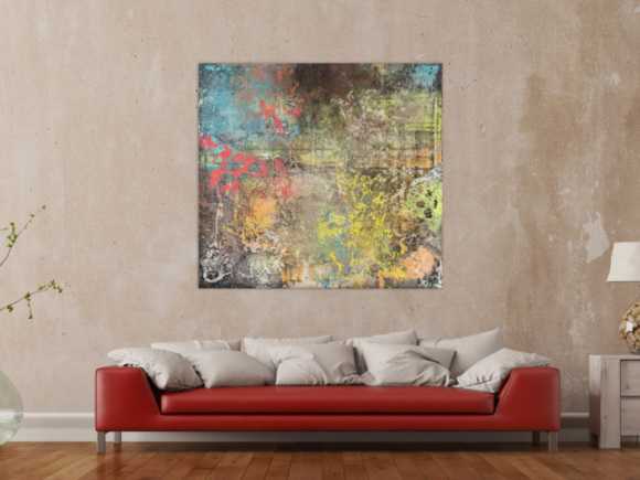 Gemälde Original abstrakt 120x130cm Mischtechnik zeitgenössisch auf Leinwand  braun orange beige Unikat