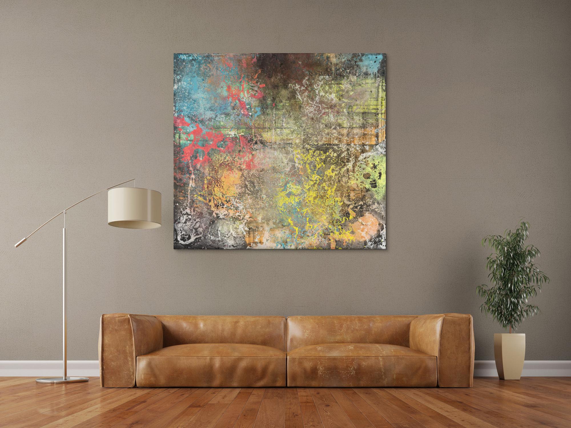 Gemälde Original abstrakt 120x130cm Mischtechnik zeitgenössisch auf Leinwand  braun orange beige Unikat
