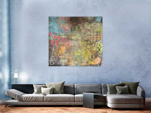 Gemälde Original abstrakt 120x130cm Mischtechnik zeitgenössisch auf Leinwand  braun orange beige Unikat