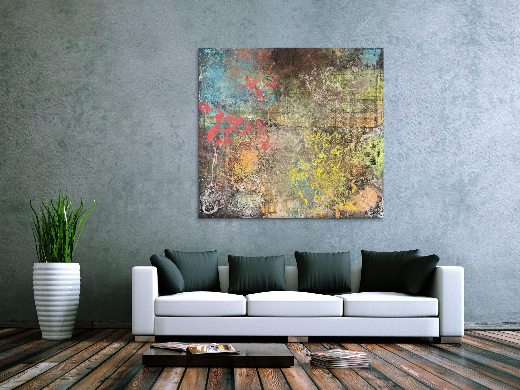 Gemälde Original abstrakt 120x130cm Mischtechnik zeitgenössisch auf Leinwand  braun orange beige Unikat