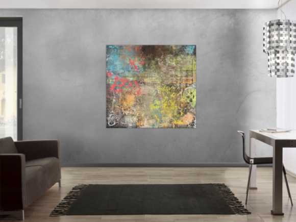 Gemälde Original abstrakt 120x130cm Mischtechnik zeitgenössisch auf Leinwand  braun orange beige Unikat