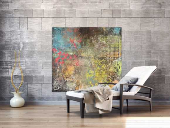 Gemälde Original abstrakt 120x130cm Mischtechnik zeitgenössisch auf Leinwand  braun orange beige Unikat