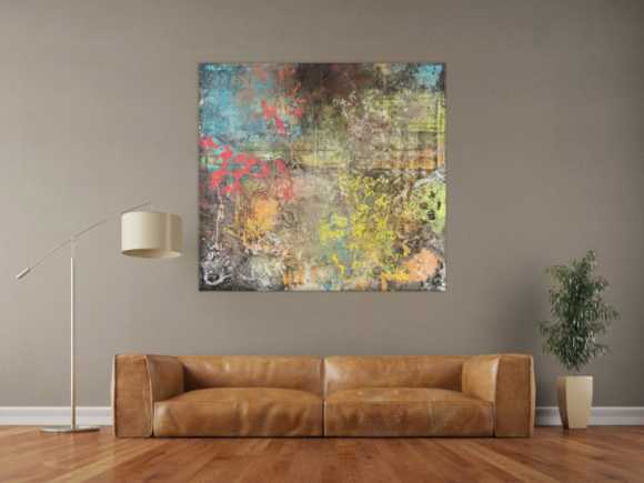 Gemälde Original abstrakt 120x130cm Mischtechnik zeitgenössisch auf Leinwand  braun orange beige Unikat
