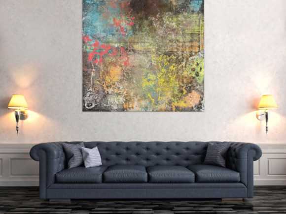 Gemälde Original abstrakt 120x130cm Mischtechnik zeitgenössisch auf Leinwand  braun orange beige Unikat