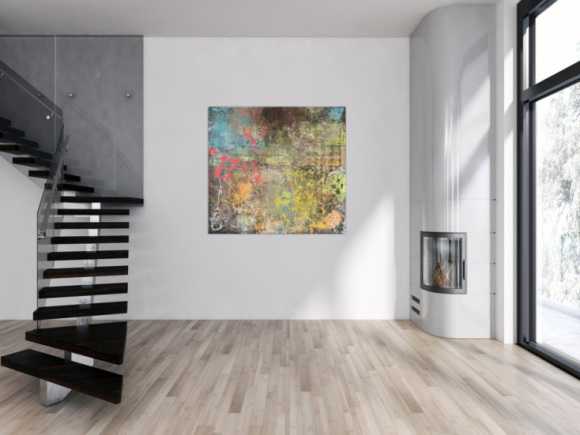 Gemälde Original abstrakt 120x130cm Mischtechnik zeitgenössisch auf Leinwand  braun orange beige Unikat