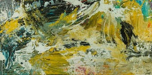 Abstraktes Original Gemälde 90x180cm Action Painting Modern Art handgefertigt Mischtechnik beige schwarz braun Unikat