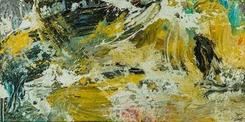 Abstraktes Original Gemälde 90x180cm Action Painting Modern Art handgefertigt Mischtechnik beige schwarz braun Unikat