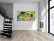 Abstraktes Original Gemälde 90x180cm Action Painting Modern Art handgefertigt Mischtechnik beige schwarz braun Unikat