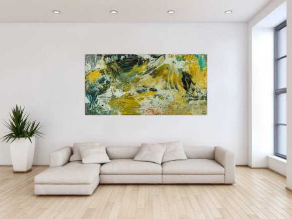 Abstraktes Original Gemälde 90x180cm Action Painting Modern Art handgefertigt Mischtechnik beige schwarz braun Unikat