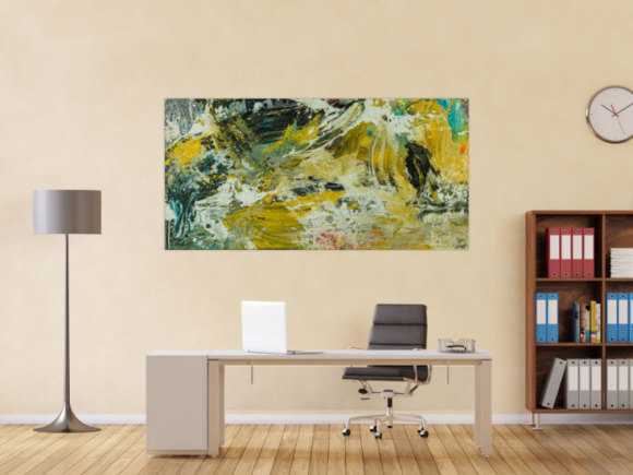 Abstraktes Original Gemälde 90x180cm Action Painting Modern Art handgefertigt Mischtechnik beige schwarz braun Unikat