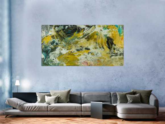 Abstraktes Original Gemälde 90x180cm Action Painting Modern Art handgefertigt Mischtechnik beige schwarz braun Unikat