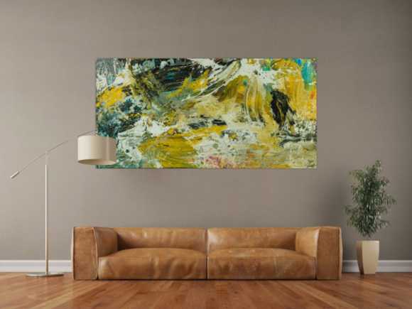 Abstraktes Original Gemälde 90x180cm Action Painting Modern Art handgefertigt Mischtechnik beige schwarz braun Unikat