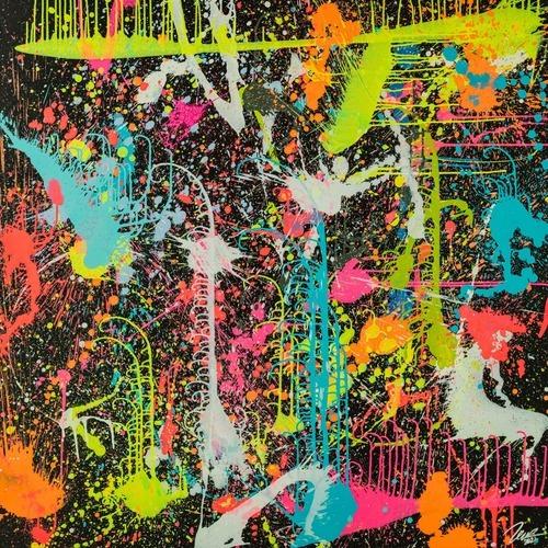 Gemälde Original abstrakt 130x130cm Action Painting zeitgenössisch handgefertigt Splash Art schwarz braun anthrazit hochwertig