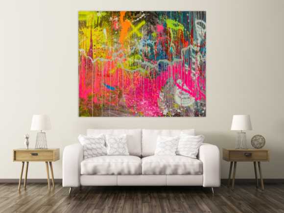 Abstraktes Original Gemälde 150x180cm Action Painting expressionistisch auf Leinwand Mischtechnik braun rot anthrazit hochwertig