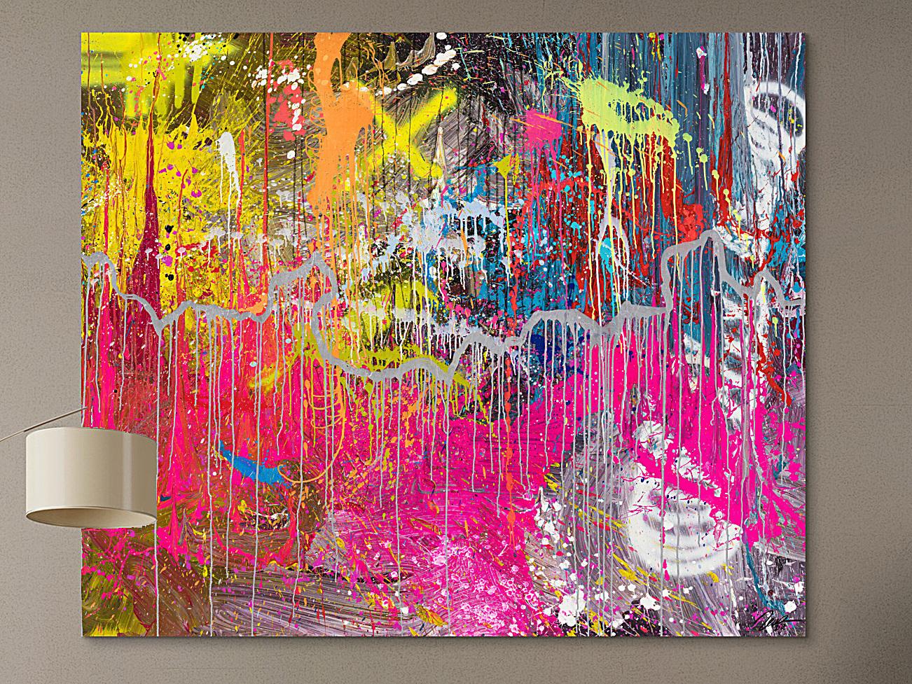 Abstraktes Original Gemälde 150x180cm Action Painting expressionistisch auf Leinwand Mischtechnik braun rot anthrazit hochwertig