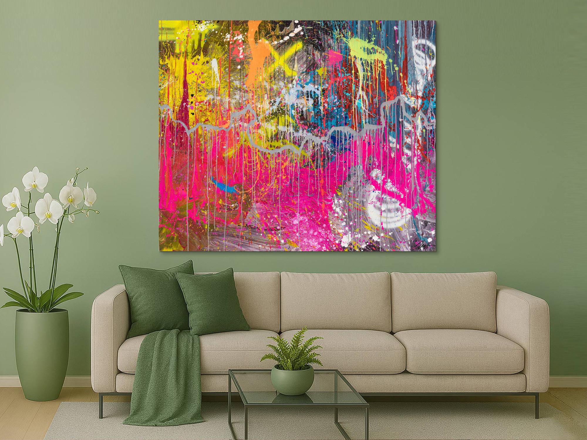 Abstraktes Original Gemälde 150x180cm Action Painting expressionistisch auf Leinwand Mischtechnik braun rot anthrazit hochwertig